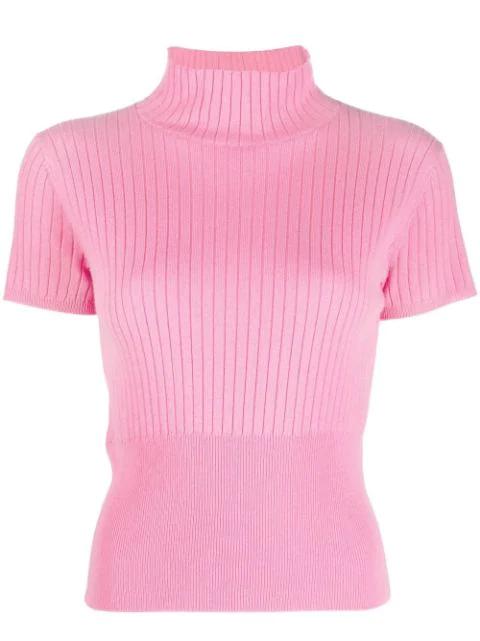 ribbed-knit short-sleeved top by PINKO