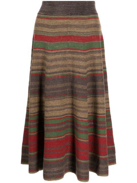 striped linen midi skirt by POLO RALPH LAUREN