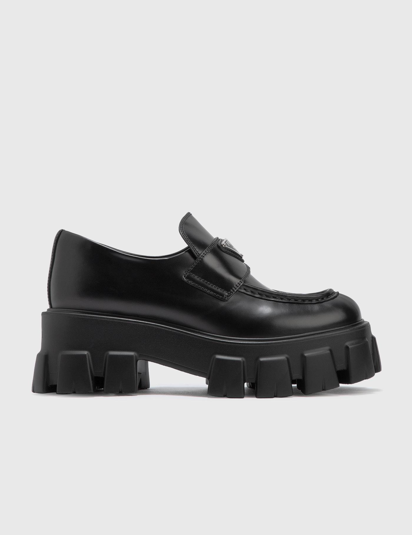 monolith brushed leather pointed loafers