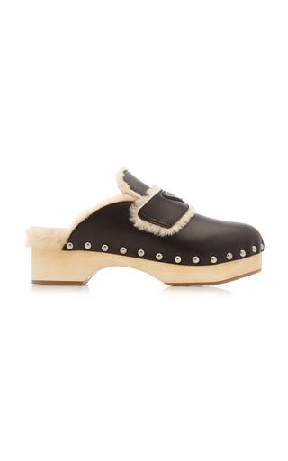 Studded Fur-Lined Leather Clogs by PRADA