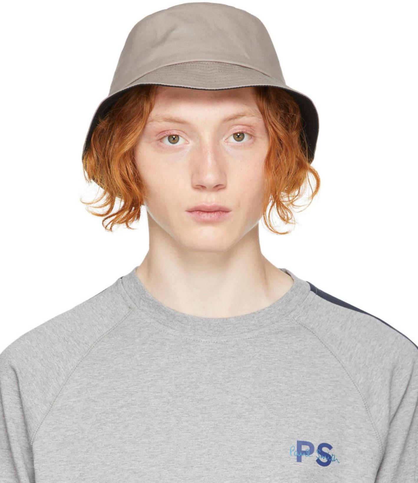 Grey 'PS' Bucket Hat by PS BY PAUL SMITH