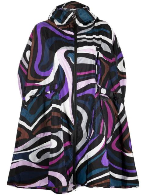 abstract-print asymmetric raincoat by PUCCI
