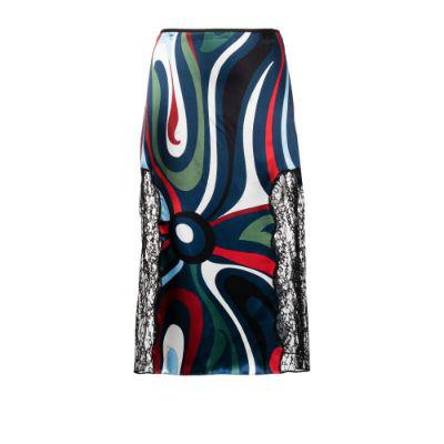 abstract-print lace trim skirt by PUCCI