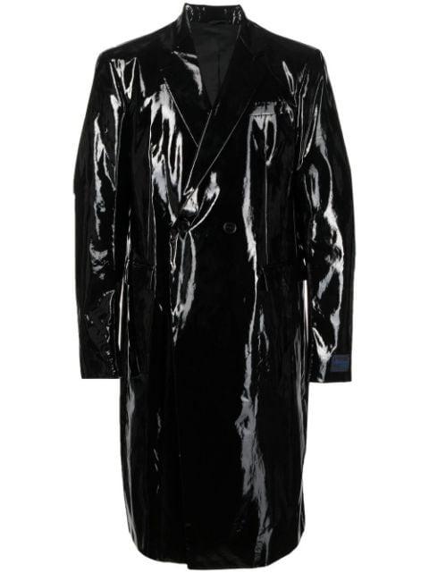 double-breasted glossy coat by RAF SIMONS