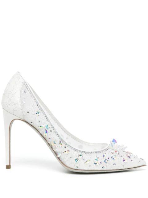 crystal-embellished lace 110mm pumps by RENE CAOVILLA