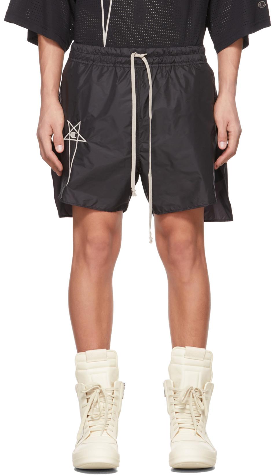 Rick Owens Synthetic Black Champion Edition Mesh Dolphin Boxers Shorts for Men Mens Clothing Shorts Casual shorts 
