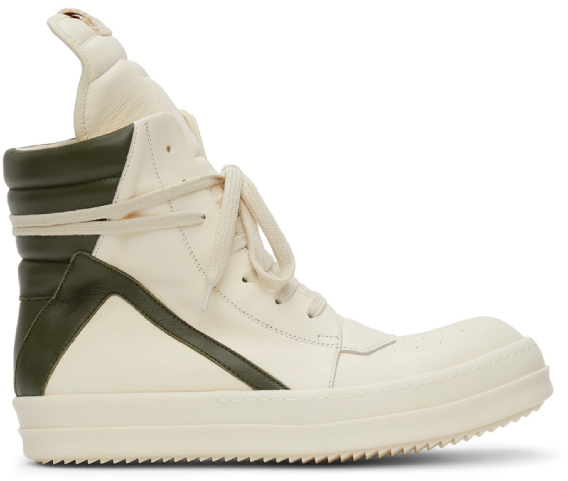 Off-White \u0026 Green Geobasket Sneakers by 