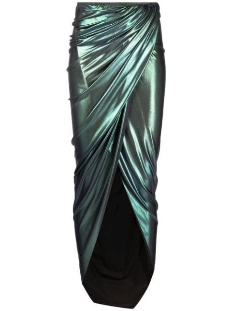 Vered metallic wrap maxi skirt by RICK OWENS