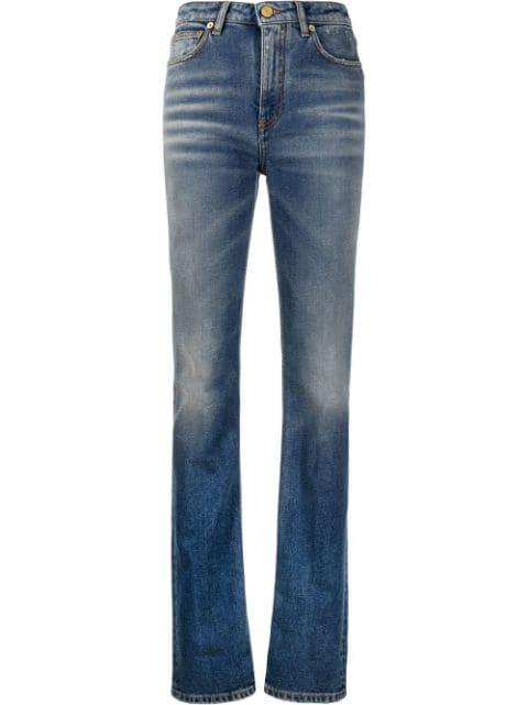 Roberto Cavalli Denim Faded-effect Bootcut Jeans in Black Womens Clothing Jeans Bootcut jeans 