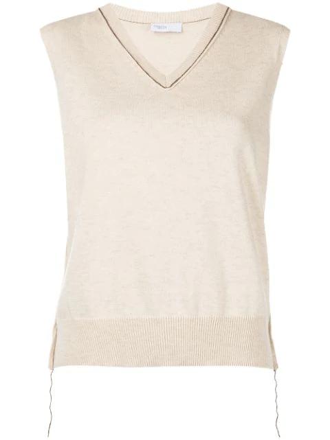 Womens Clothing Jumpers and knitwear Sleeveless jumpers Rosetta Getty Cotton V-neck Sweater Vest 