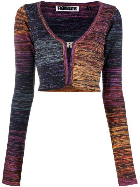 ROTATE BIRGER CHRISTENSEN Wool Rosemary Cropped Cardigan in Purple Womens Jumpers and knitwear ROTATE BIRGER CHRISTENSEN Jumpers and knitwear Save 30% 