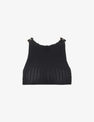 Cropped chain-strap stretch-woven top by RUI