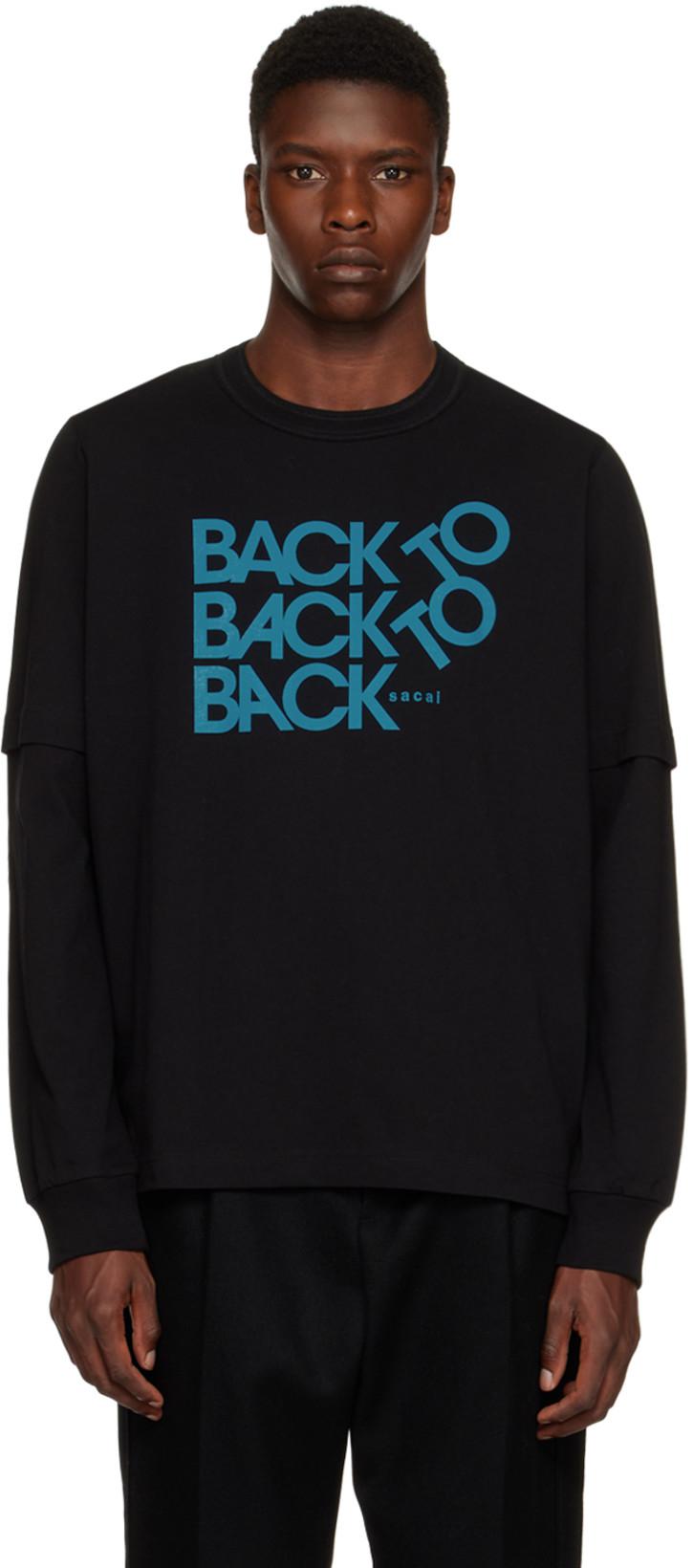 Black Back To Back To Back Long Sleeve T-Shirt by SACAI