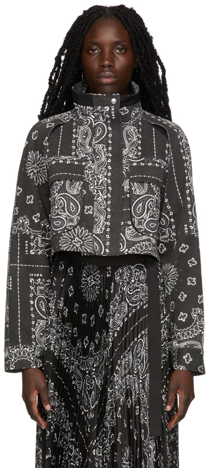 Black Bandana Print Jacket by SACAI 