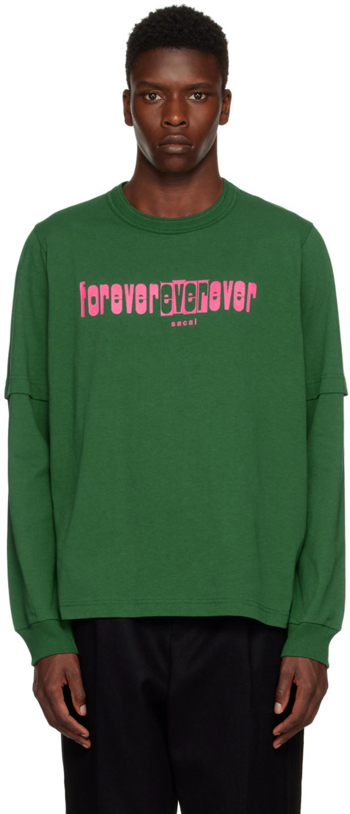 Green Forever Long Sleeve T-Shirt by SACAI