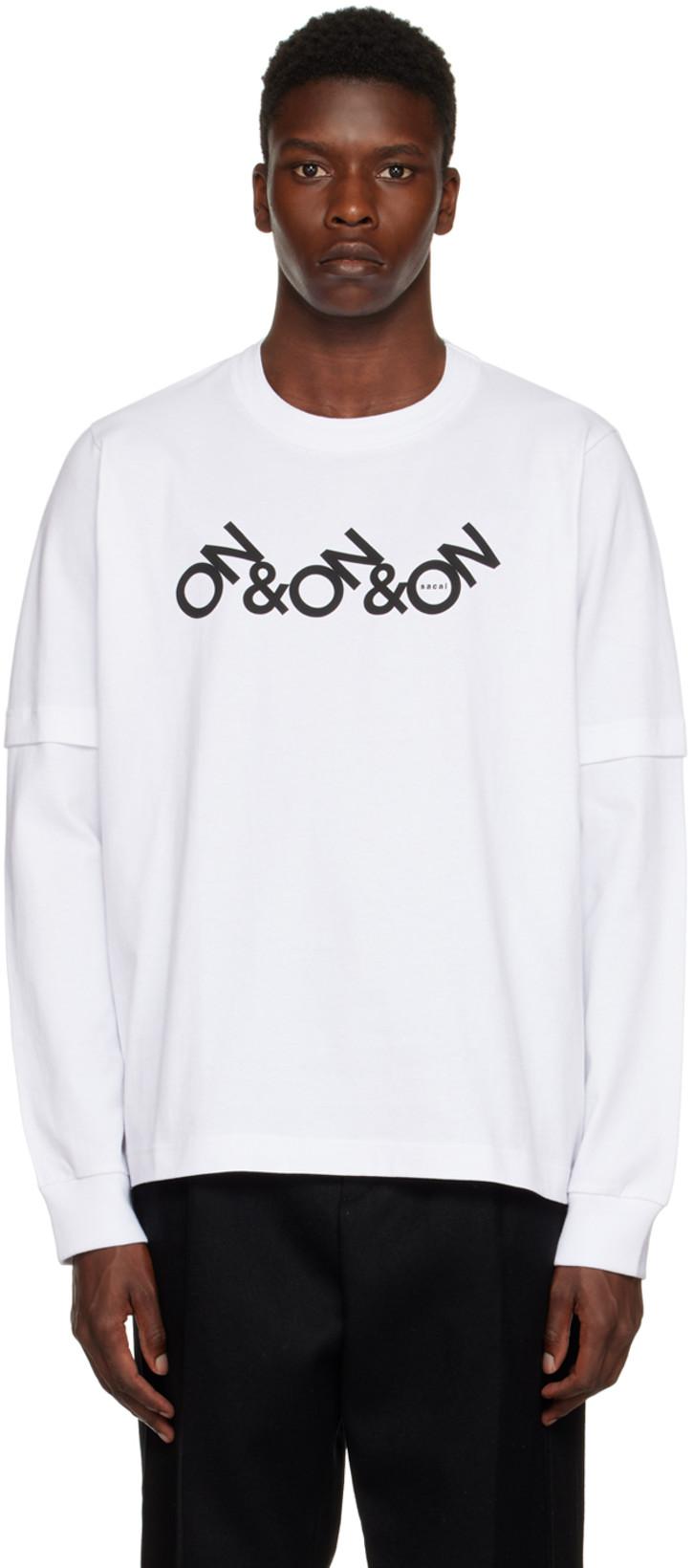 White On & On & On Long Sleeve T-Shirt by SACAI