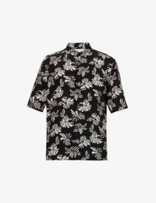 Floral-print split-hem regular-fit silk-crepe shirt by SAINT LAURENT