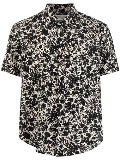 floral short-sleeved silk shirt by SAINT LAURENT