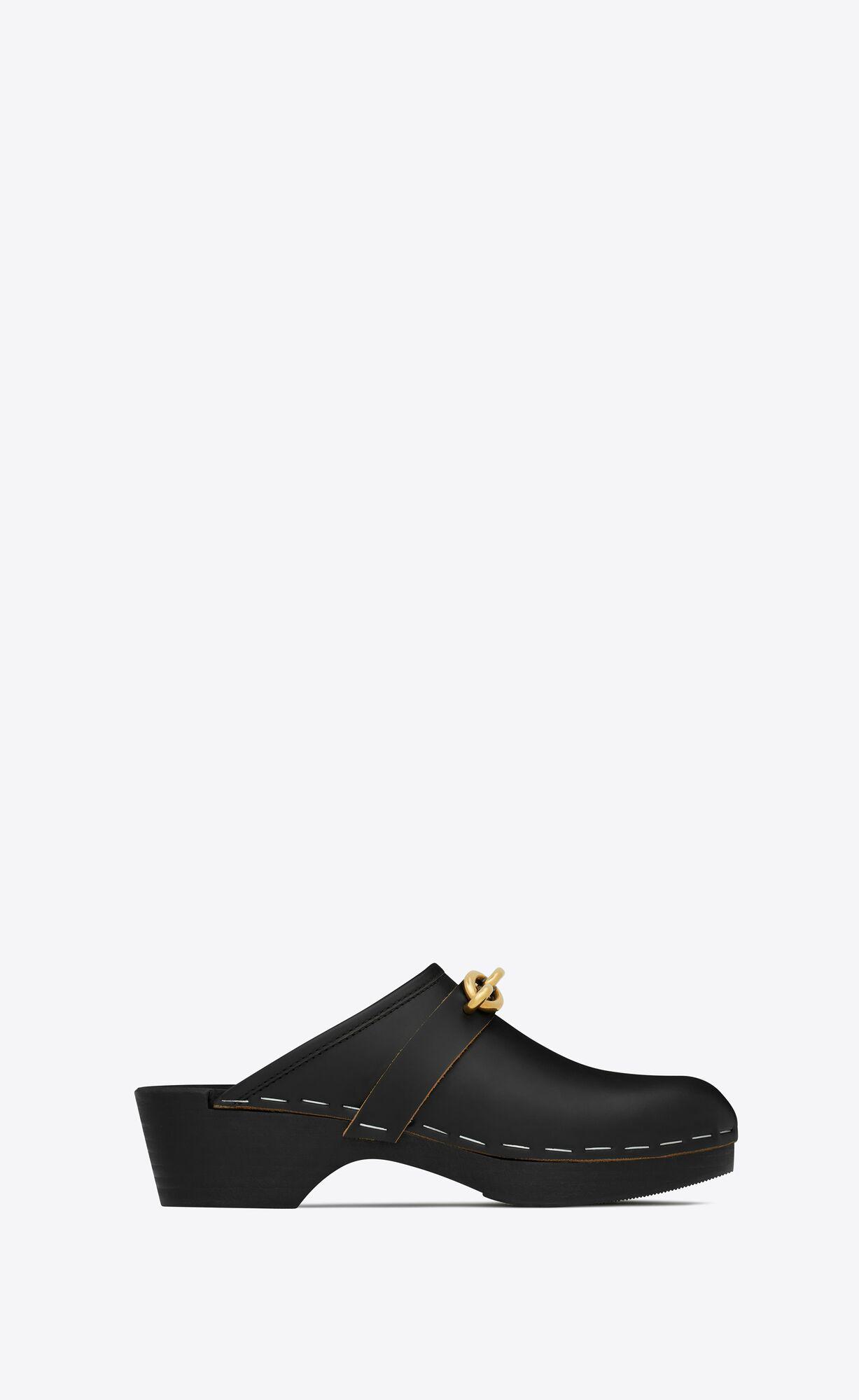le maillon clogs in smooth leather by SAINT LAURENT