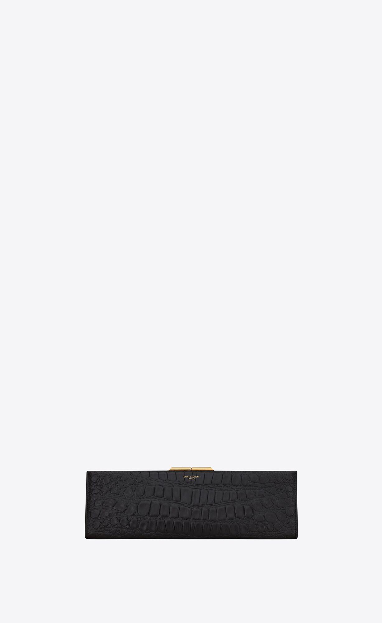 midnight large clutch in crocodile-embossed lacquered leather by SAINT LAURENT