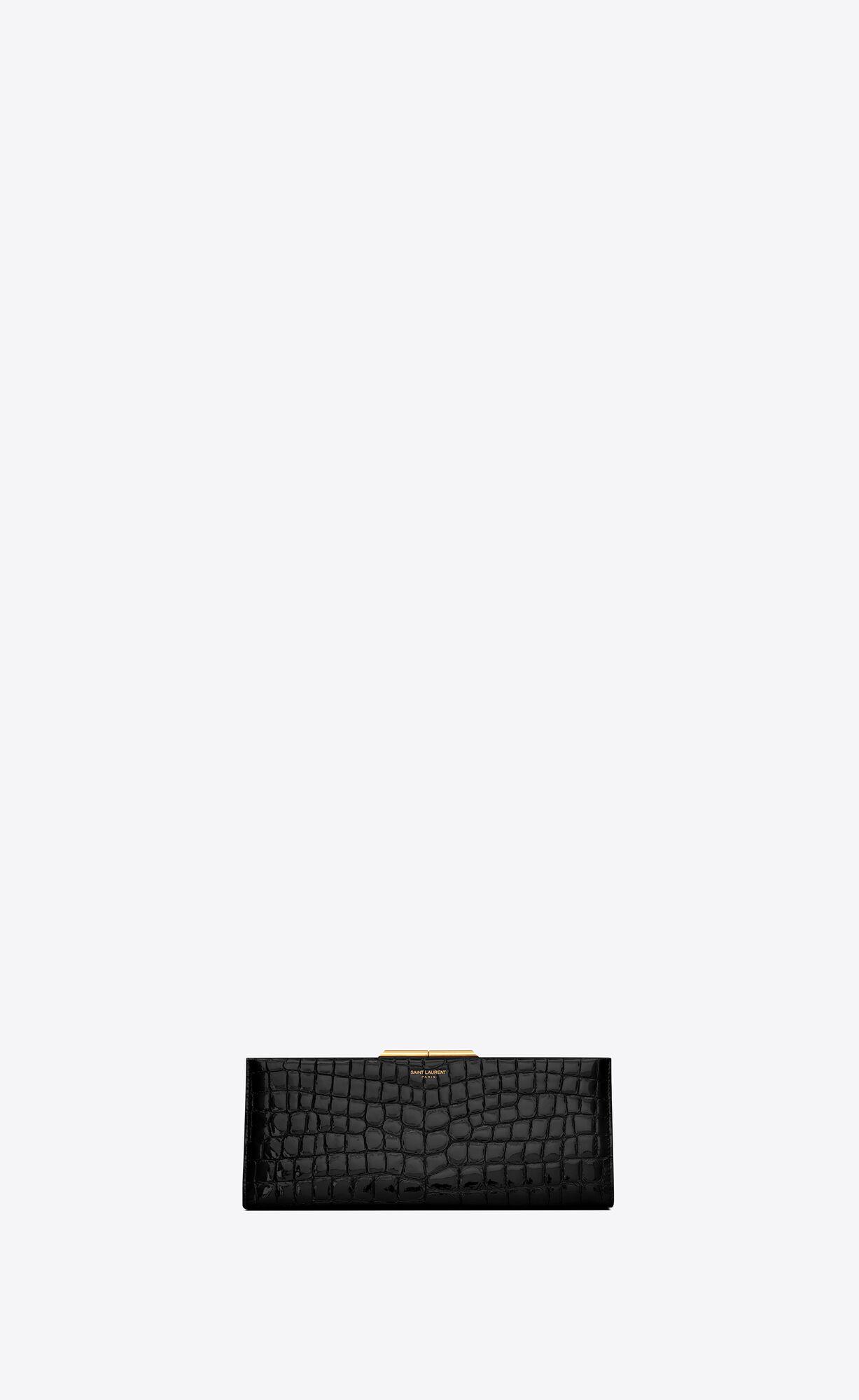 midnight small clutch in crocodile-embossed patent leather by SAINT LAURENT