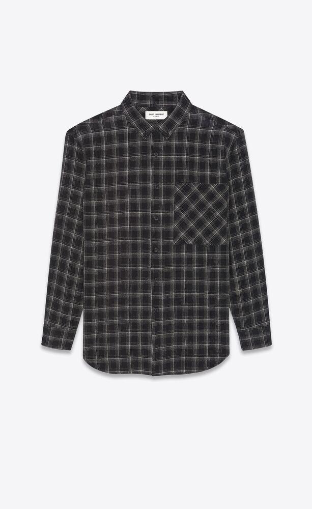 oversized shirt in checked nylon wool by SAINT LAURENT