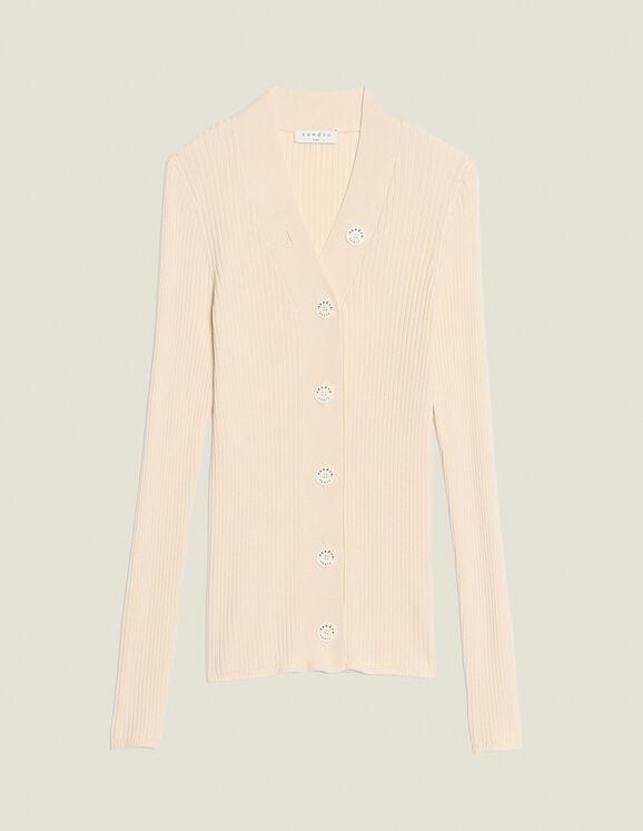 Gabrielle - Fine ribbed knit cardigan 