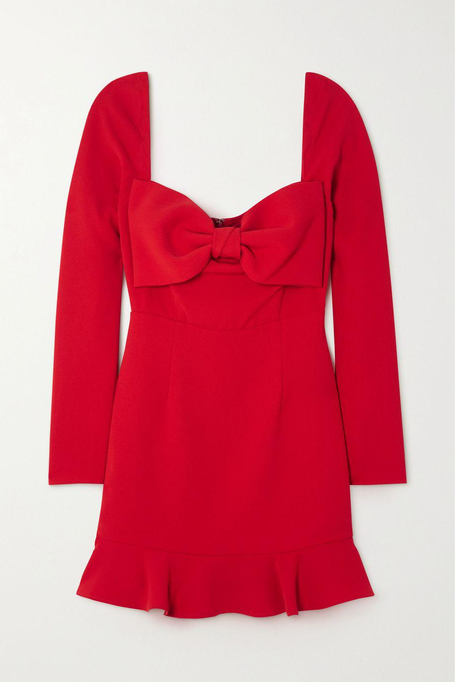 Bow-detailed ruffled crepe mini dress by SELF-PORTRAIT