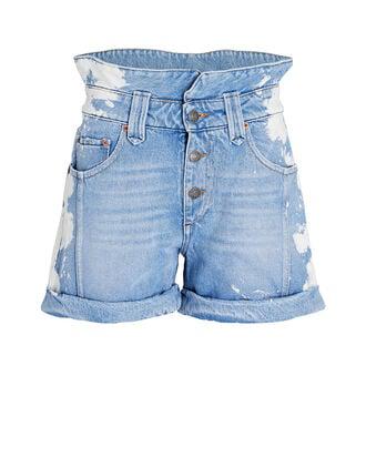 Cass Fold-Over Bleached Denim Shorts by SER.O.YA
