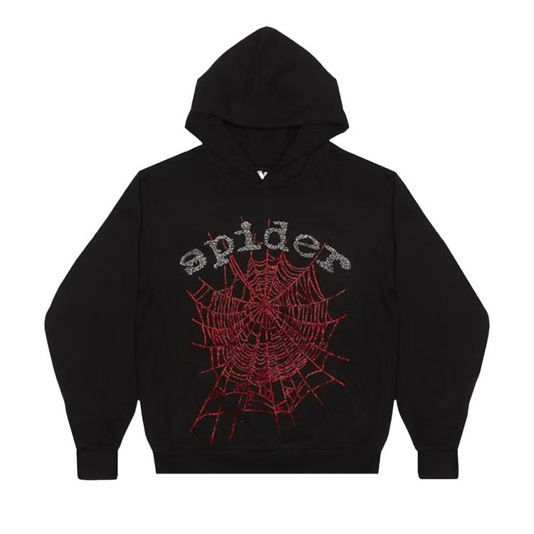 Sp5der OG Rhinestone Hoodie 'Black' by SP5DER | jellibeans