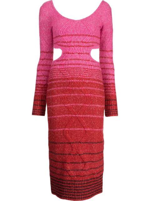 stripe-print cut-out dress by STAUD