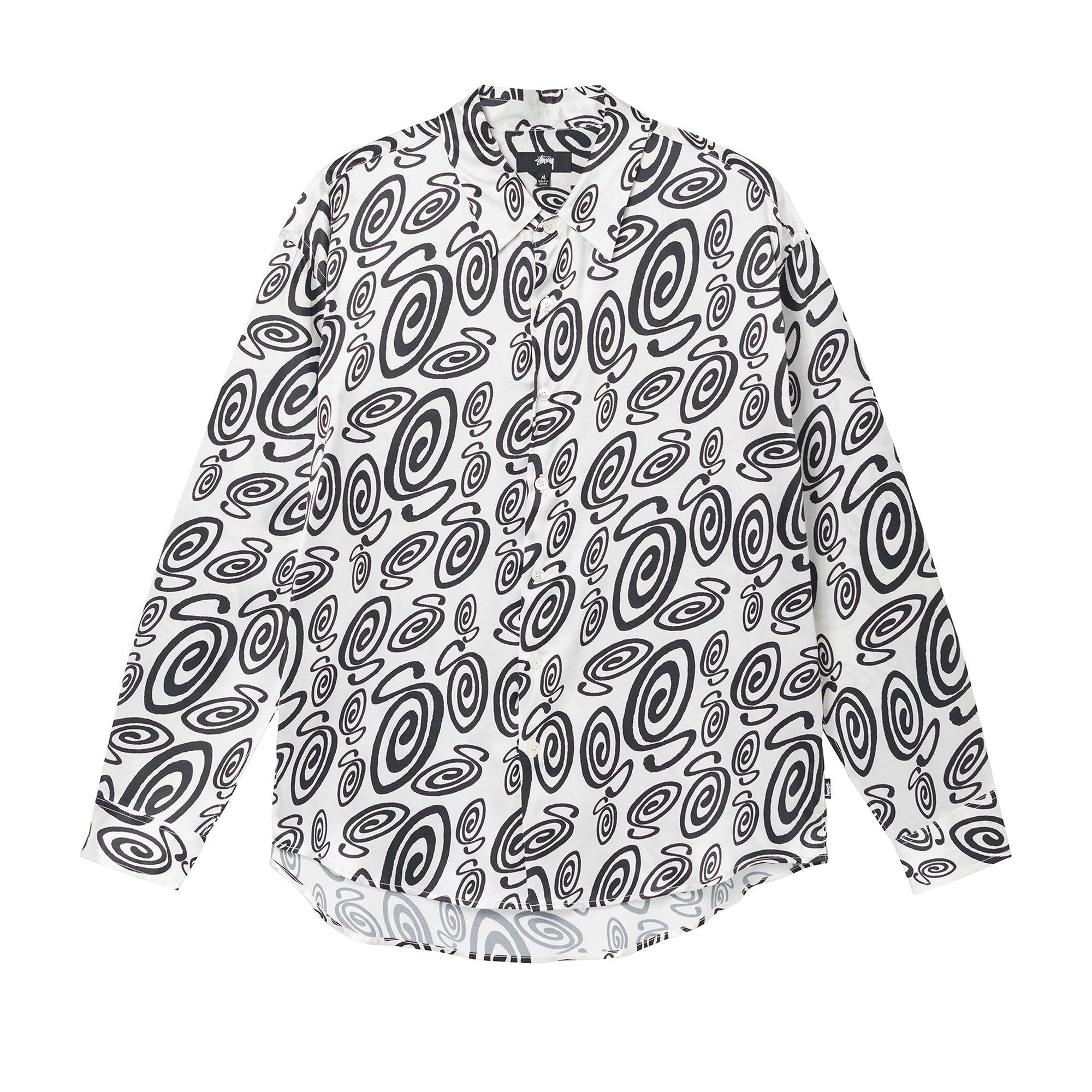 Stussy SWIRLY S SILK SHIRT L シルク トップス シャツ teclean.com.br