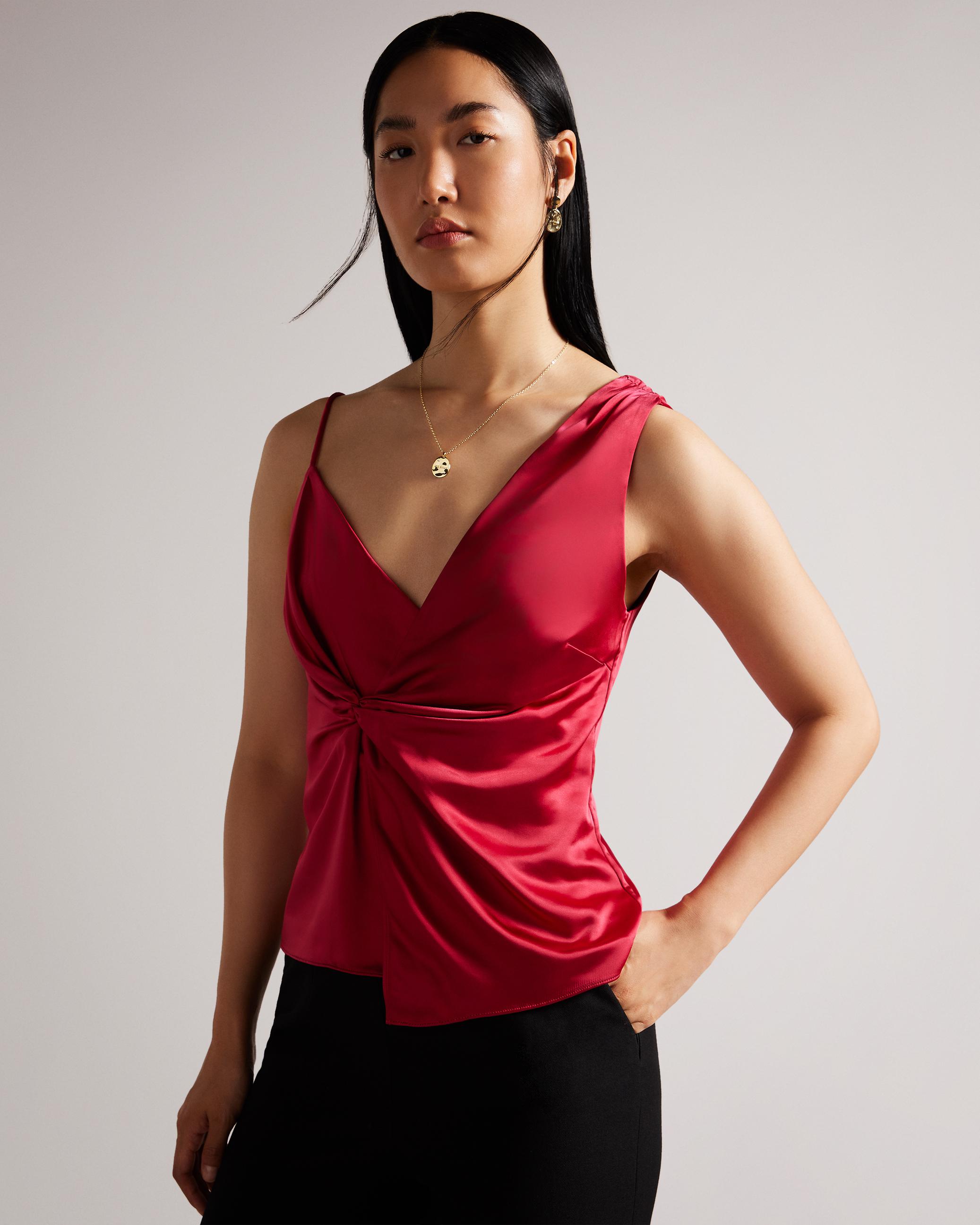 Asymmetric Twist Front Cami - ANGELYA - Deep-Pink by TED BAKER