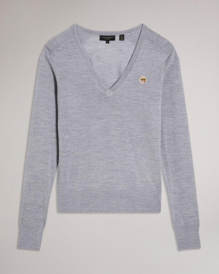 Merino Wool V Neck Jumper - ABIYGAL 