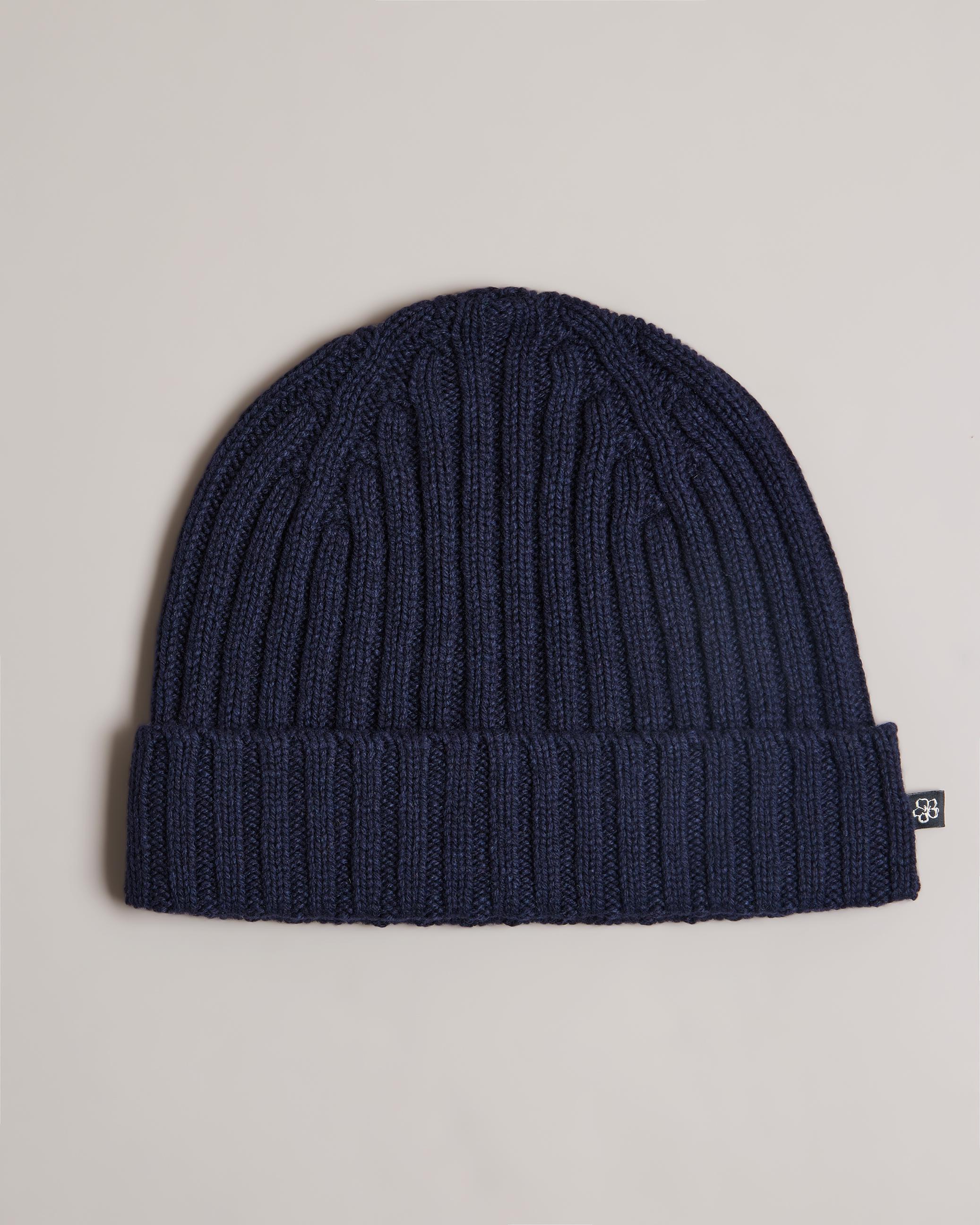Ribbed Beanie Hat - OAKLAND - Navy by TED BAKER