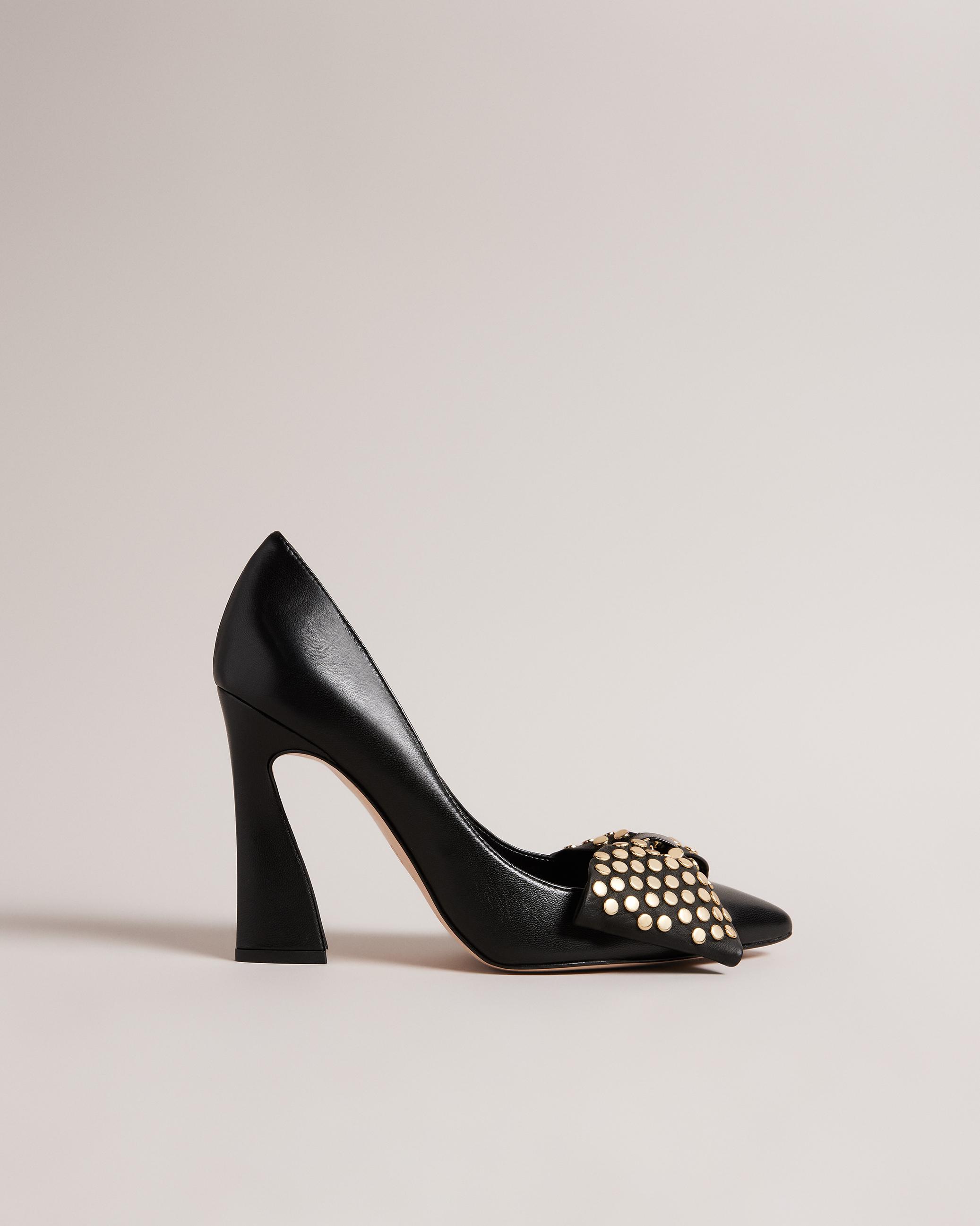 Studded Bow Court Shoes - LEYMA - Black 