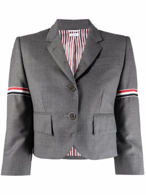 RWB-embellished cropped blazer by THOM BROWNE