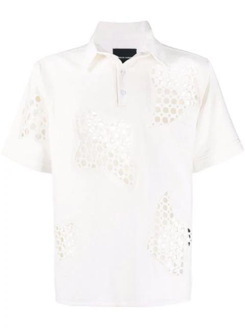 cut out-detail short-sleeved polo shirt by TOKYO JAMES