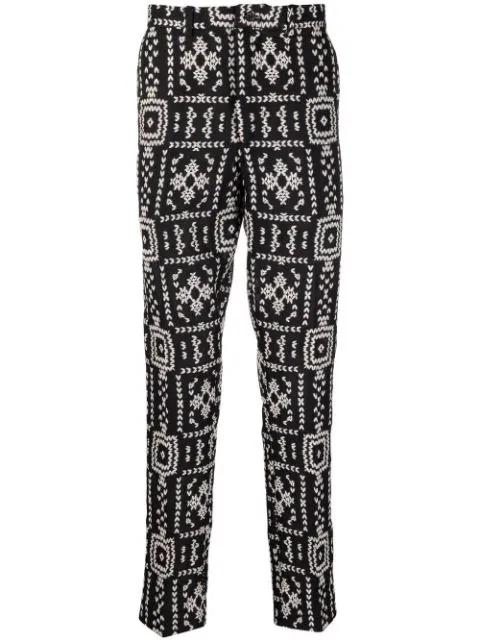 patterned slim-cut trousers by TOKYO JAMES