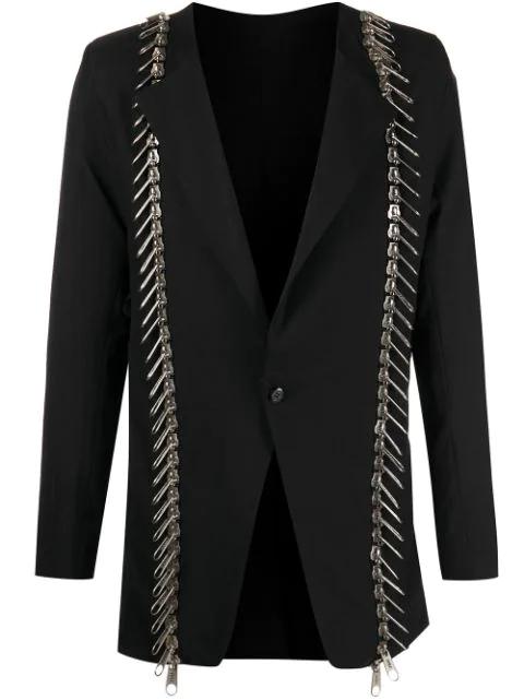 zip-detail single-breasted suit jacket by TOKYO JAMES