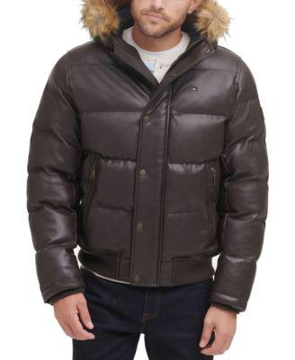 Men's Faux Leather Quilted Snorkel 