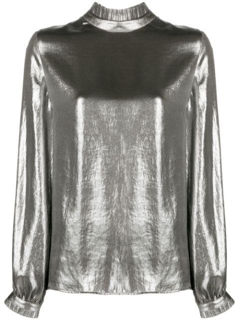 metallic-finish long-sleeve top by TWINSET