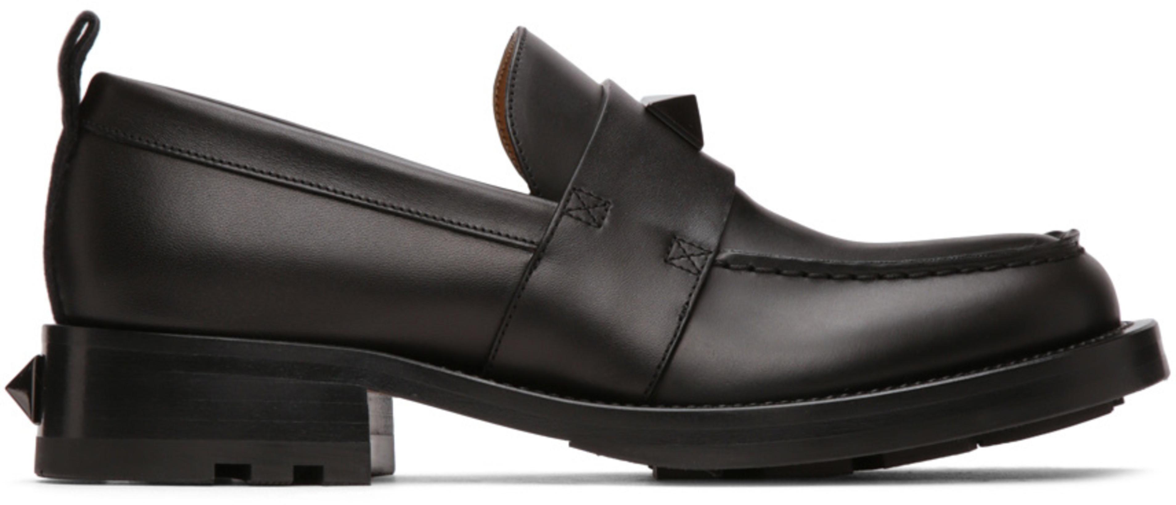 Black Roman Stud Loafers by VALENTINO