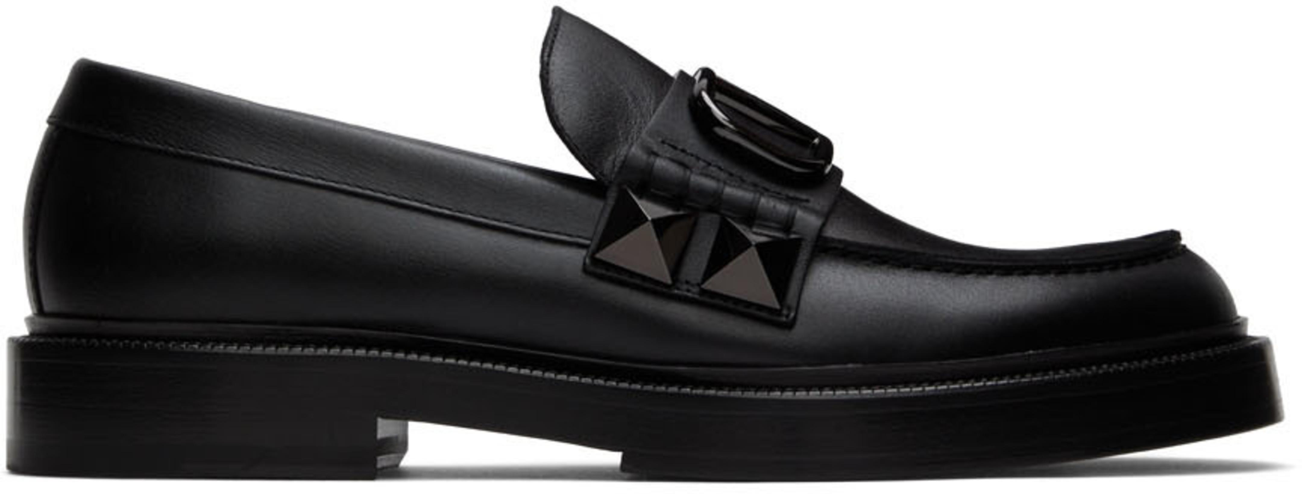 Black Stud Sign Loafers by VALENTINO
