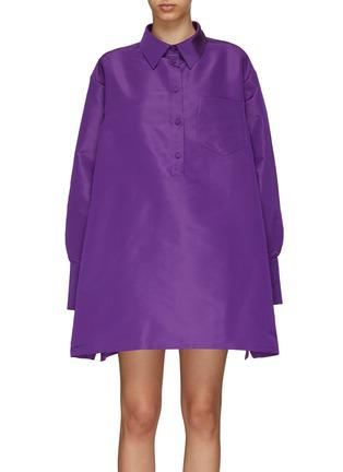 Wide Silk Faille Tunic Shirt Dress by VALENTINO