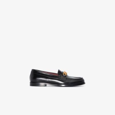 black VLogo Signature leather loafers by VALENTINO