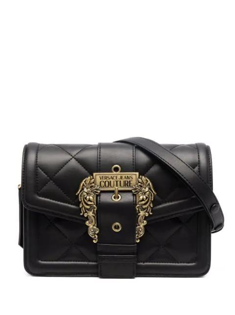 Baroque buckle diamond-quilted shoulder bag by VERSACE