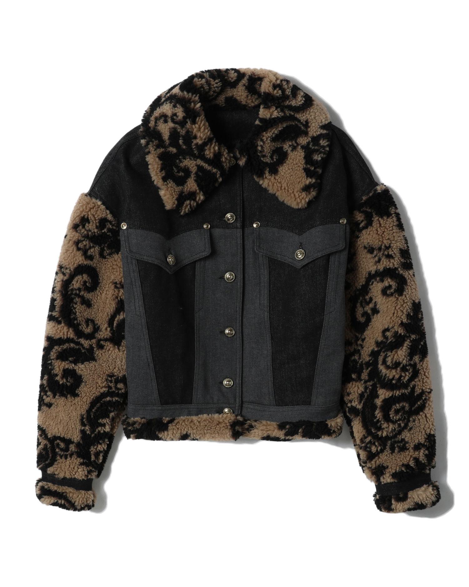 Baroque-print denim panel jacket by 
