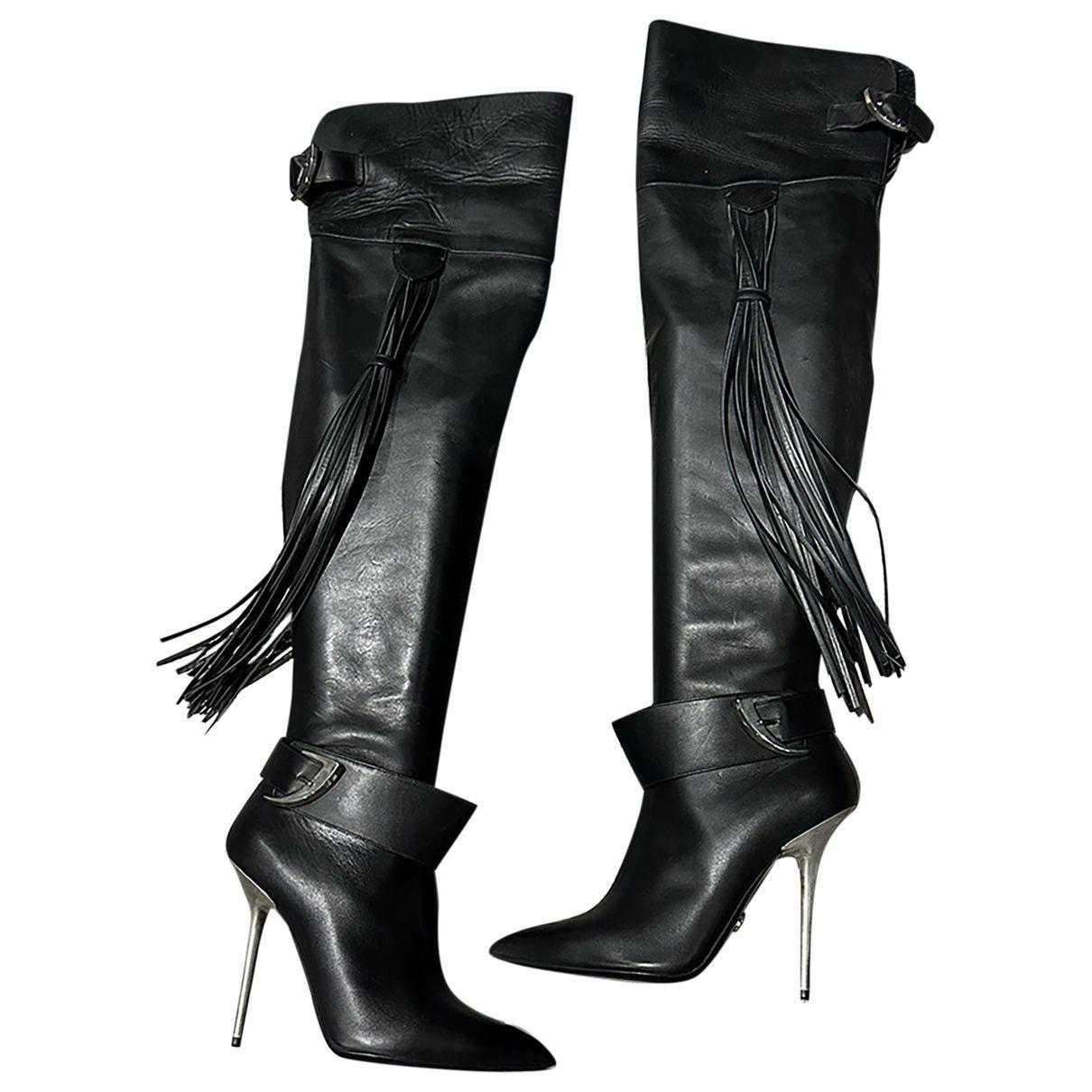 Leather riding boots by VERSACE