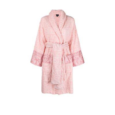 Pink Logo Cotton Robe by VERSACE